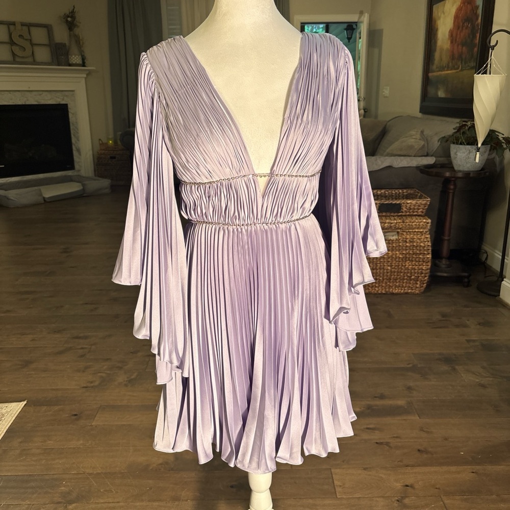 Mac Duggal Lavender Pleated Dress